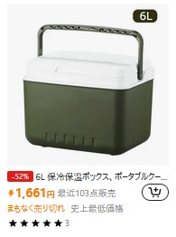 6L 保冷保温ボックス、ポータブルクーラーボックス、家庭、車、アウトドアキャンプピクニック用